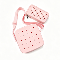 CHINFAI Sac bandoulière en silicone DIY avec breloques et sangle personnalisable, pochette en caoutchouc durable et lavable pour la plage et la piscine