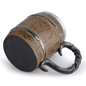 Boccale da Birra Viking in Acciaio Inossidabile a Doppio Strato, Stile Vintage Medievale, a Forma di Barile di <span class=keywords><strong>Legno</strong></span>, Grande Capacità - Product Image 4