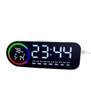Xách tay đầy màu sắc LED bàn đồng hồ kỹ thuật số với nhiệt độ tuần ngày Lịch hiển thị nhà bảng điện tử đồng hồ báo thức - Product Image 1