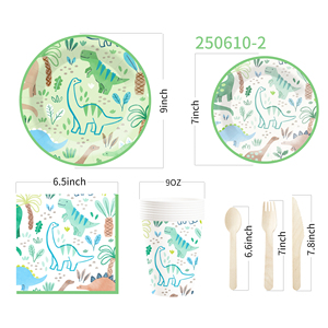 DAMAI Nuevo Juego de Vajilla Desechable de Papel con Diseño de Animales para Fiestas Infantiles, Platos, Vasos y Servilletas con Temática de Dinosaurios - Product Image 5