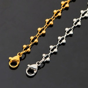 Collier ras du cou vintage en acier inoxydable fait main, étanche, 5 mm, motif floral, double chaîne à perles, apprêts de bijoux romantiques - Product Image 5