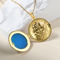 Vente en gros S925 argent Sterling français rond bleu agate chat collier femmes mode lumière luxe Holloway parfum sac pendentif