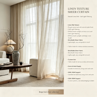 Rideau transparent de haute qualité en lin doux effet café avec texture naturelle pour une décoration intérieure décontractée et relaxante