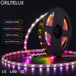 ไฟ LED แบบ RGBIC Addressable รุ่น WS2812B DC5V 60LEDs/m แผงวงจร PCB ขนาด 6 มม. พร้อมระบบ Pixel Mapping ที่ตั้งโปรแกรมได้ สำหรับแสดงโลโก้ - Product Image 1