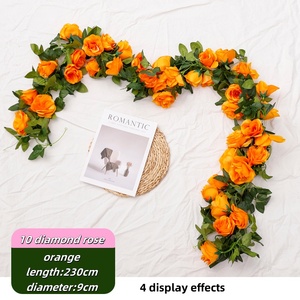 ZhiXia gros personnalisé coloré soie tissu plastique 10 Rose rotin pointe artificielle Rose rotin mariage jardinage décoration - Product Image 4
