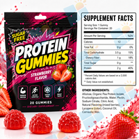 Gummies protéinés à la fraise avec isolat de protéines de pois sans sucre, 20 unités, supplément nutritionnel sportif à croquer, usine OEM