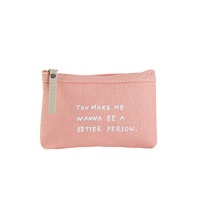 Vente en gros de mini sacs à cosmétiques personnalisés Pochette de maquillage en toile légère et portable imprimée par lettres à la mode avec fermeture à glissière
