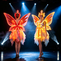 Ensemble de costume de fée papillon LED, ailes lumineuses, robe en tulle pour spectacle sur scène, défilé de carnaval, Halloween, danse, performance, fête