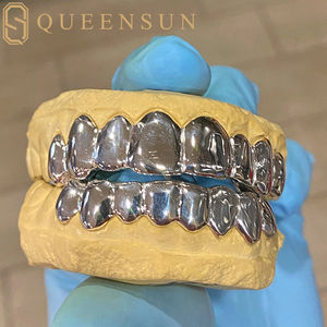<span class=keywords><strong>Grillz</strong></span> per Denti Hip Hop di Alta Gioielleria Placcati in Oro Massiccio Pesante in Argento Sterling 925 con Taglio Profondo - Product Image 5