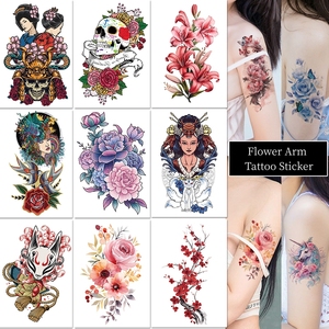สติกเกอร์รอยสักแบบคลาสสิกสำหรับร่างกายเซ็กซี่แบบกำหนดเองได้<span class=keywords><strong>3D</strong></span> กันน้ำดอกกุหลาบที่สมจริงดอกไม้สักครึ่งแขน150x210mm ยี่ห้อ JIangmei - Product Image 4