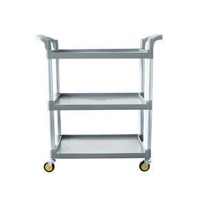 สีเทาสี3ชั้นพลาสติกร้านอาหารอาหารที่ให้บริการรถเข็นยูทิลิตี้สำหรับภาชนะและแผ่นคอลเลกชัน - Product Image 1
