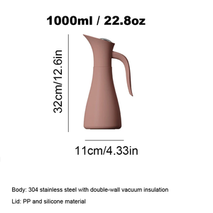 Elegante Jarra Aislada al Vacío de Acero Inoxidable 304 – 1000 ml |   Servidor de Café y Té |   Retención de Calor y Frío - Product Image 6