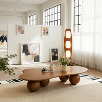 Table basse et à thé en bois de style nordique moderne avec hauteur réglable, couleur et taille personnalisables, design de panneau