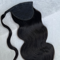 Extensions de queue de cheval en cheveux humains vierges brésiliens, cuticules alignées, ondulées, avec cordon de serrage, vente en gros