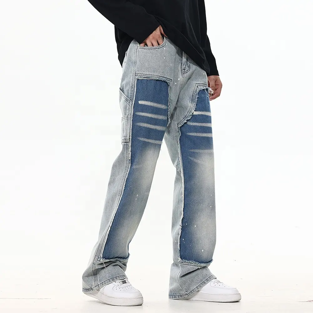 GDTEX kundenspezifisch Streetwear Baggy Jeans Herren Hip Hop Patchwork Jeans Designer Herren Jeans