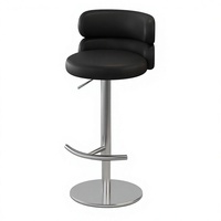 Tabouret de bar moderne en cuir réglable et pivotant avec dossier, structure métallique pour comptoir de cuisine, chambre et salon