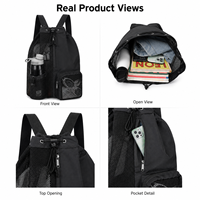 Sac à dos léger en maille avec cordon de serrage et logo personnalisé, sac de sport étanche en tissu Oxford pour gym, natation et plage, vente en gros OEM
