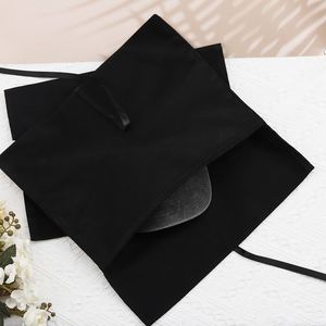 Sac en coton noir à motif chevron avec ruban, personnalisé avec logo imprimé, pour emballage cadeau de chapeaux, vêtements et chaussures, sac anti-poussière - Product Image 4