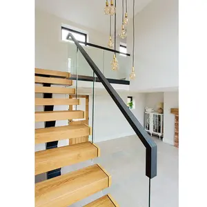 <span class=keywords><strong>GABO</strong></span>-escalera de madera para interior de casa, Kit de escalera flotante de diseño de hierro forjado, con Mono tirante LED, para Australia, América y Canadá - Product Image 4
