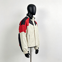 Blouson de course rétro pour homme, coupe-vent colorblock, col montant, fermeture éclair, streetwear, nylon léger, logo personnalisé OEM 180 g/m²