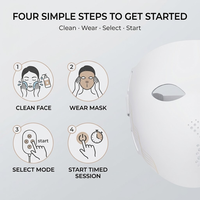 Masque LED rechargeable pour soins de la peau avec séances réglables de 5, 10 et 15 minutes pour usage domestique