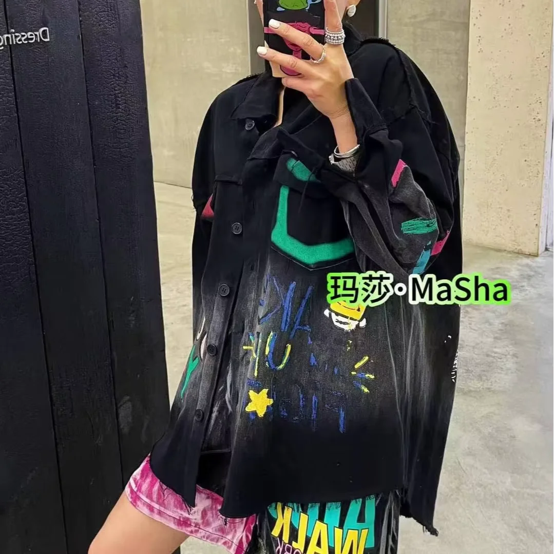 2025 Women's Plus Size BF Style Casual Denim Jacket Loose Fit Long Rabbit Fur Versatile Top for Spring and Autumn C0227