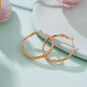 4s5a6250 Xuping đồ trang sức bán buôn Bông tai Hoop vàng trang sức tùy chỉnh 18K 14k màu vàng đồ trang sức