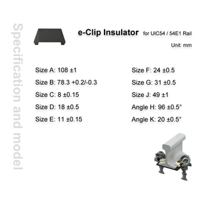 Bloque <span class=keywords><strong>de</strong></span> calibración <span class=keywords><strong>de</strong></span> aisladores E-Clip para sistema <span class=keywords><strong>de</strong></span> fijación <span class=keywords><strong>de</strong></span> rieles UIC54 54E1, culata <span class=keywords><strong>de</strong></span> hormigón EN 13481-2 - Product Image 5