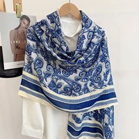 Vente en gros Nouveau Crochet Imprimé Floral Viscose Écharpes Fantaisie Fleur Motif Viscose Châles Musulman Long Grand 180*85cm Hijabs