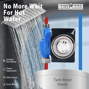 Pompe de recirculation d'eau chaude Wassermann 115V avec contrôle par minuterie pour usage intérieur, en acier inoxydable bleu - Product Image 2
