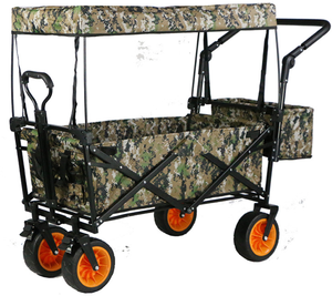 Chariot pliable à grande capacité à quatre roues en acier inoxydable, idéal pour le camping, les aventures, la plage, le shopping et le rangement, OEM - Product Image 2