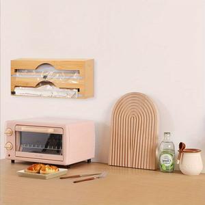 3-in-1 Bamboo Wood Plastic Wrap Dispenser 12-Inch Aluminum <b>Foil</b> & Parchment Paper Cling Wrap Cutter for <b>Kitchen</b> Bag Use - Product Image 6