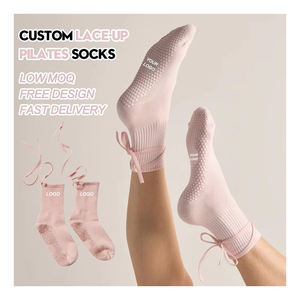ज़ोनकी ट्रेंडिंग उत्पाद गुलाबी रिबन क्रू फीता टाई ढेर ढेर मोजे कस्टम योग भिगोते मोजे लैप पकड़ योग मोजे - Product Image 1