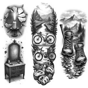 Tatuajes Temporales Realistas con Diseño Floral Vintage y <span class=keywords><strong>de</strong></span> Velas para Tocador, Arte Corporal para Mujeres (Muslos), Hombres (Brazos, Piernas, Mangas) - Product Image 2