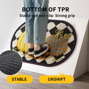 Alfombra de Baño Divertida con Diseño de Calabaza, Suela de Goma, Ovalada, Absorbente, de Fibra de Poliéster, para Baño - Product Image 5