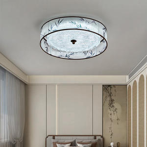 Plafonnier de chambre à coucher esthétique style Song, rond rétro, en tissu, pour bureau, nouveau style chinois, à ventouse - Product Image 3