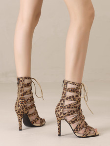 Bottes de <span class=keywords><strong>danse</strong></span> jazz à <span class=keywords><strong>talon</strong></span> haut imprimé léopard à la mode pour femmes Satin et MATÉRIEL CHAUSSURES DE <span class=keywords><strong>DANSE</strong></span> POUR FEMMES MESH <span class=keywords><strong>Talon</strong></span> haut doux en vente - Product Image 3