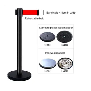 Retractable Crowd Control Barrier Stainless Steel Belt Queue Crowd Control Barrier Retractable Rope Stanchion Pole Steel Crash Barrier