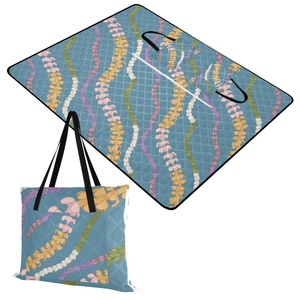 Outdoor Hawaiian Puakenikeni <b>Print</b> Zipper Picnic Mat <b>Extra</b> <b>Large</b> Foldable Women's Handbag Custom Beach Blanket Picnic Bag - Product Image 2