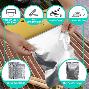 Bolsas de almacenamiento de bolsas al vacío de grado alimenticio plateadas personalizadas, bolsa de retorta al vacío, bolsas de embalaje de lámina de mylar con parte superior abierta - Product Image 3