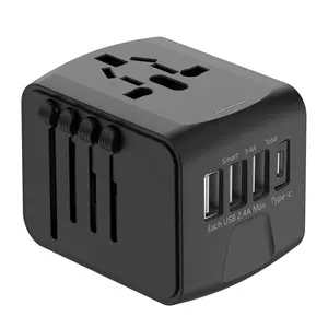 Adaptateur de voyage, adaptateur d'alimentation international, adaptateur de prise de voyage universel avec 3 ports USB et USB Type-C chargeur mural mondial