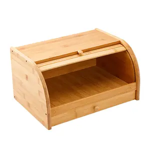 Kotak roti bambu, untuk meja dapur, kotak penyimpanan roti, keranjang roti