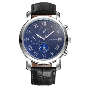 นาฬิกาควอตซ์สามตาสำหรับผู้ชายปรับแต่งได้นาฬิกาควอทซ์สไตล์เข็มขัดแบบดวงจันทร์เดียวกัน - Product Image 1