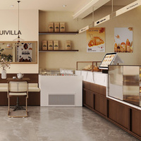 Comptoir de Bar Personnalisé pour Boulangerie, Pâtisserie, Café, Vitrine en Verre avec Éclairage LED pour l'Aménagement de Magasins de Pâtisserie