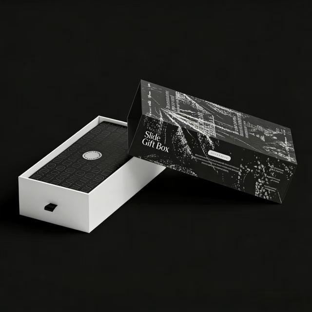 Customizable Black and White Drawer Gift Box  Premium Rigid Packaging for Luxury Gifts Printing and Packaging Service