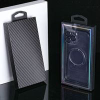 Boîte d'emballage en papier à motif fibre de carbone de luxe pour coque de téléphone, boîte d'emballage universelle haut et bas pour iPhone 17 Pro Max 16