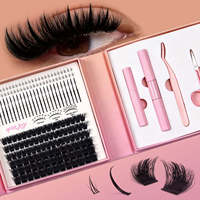 Bulu Mata Palsu Mewah Buatan Tangan Model Spike Diy Cluster Lashes Individual Mix Cd Natural Eyelashes Lash Clusters Tray Kit Logo Kustom