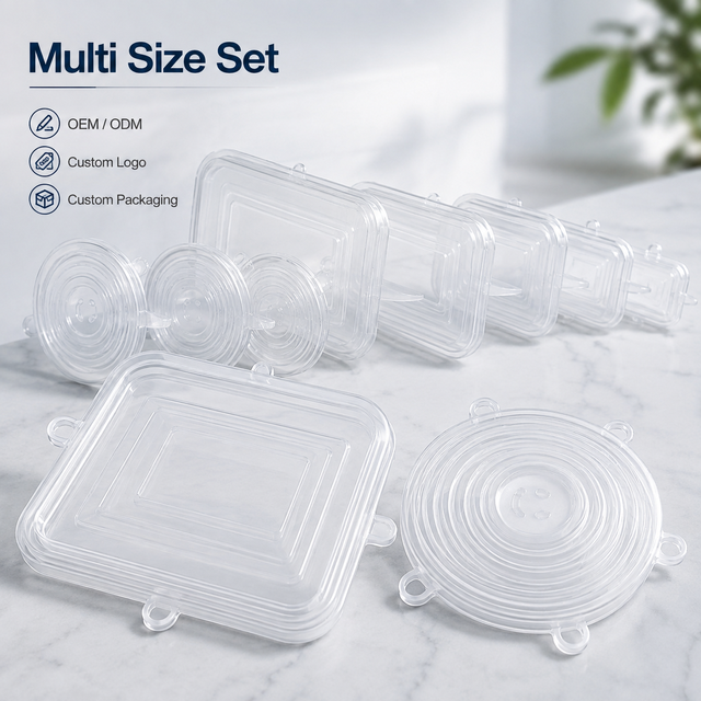 Reusable Silicone Stretch Lid Set Food Covers 12-Pack Silicone Pot Cover