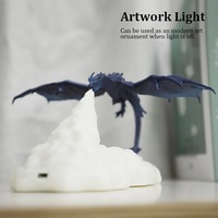Lampe de nuit décorative à impression 3D dragon de glace de forme unique