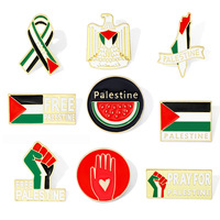 2024 Le nouveau chaud Palestine épinglettes badge en gros personnalisé blanc coloré ensemble métal ruban drapeau aigle doux émail broche